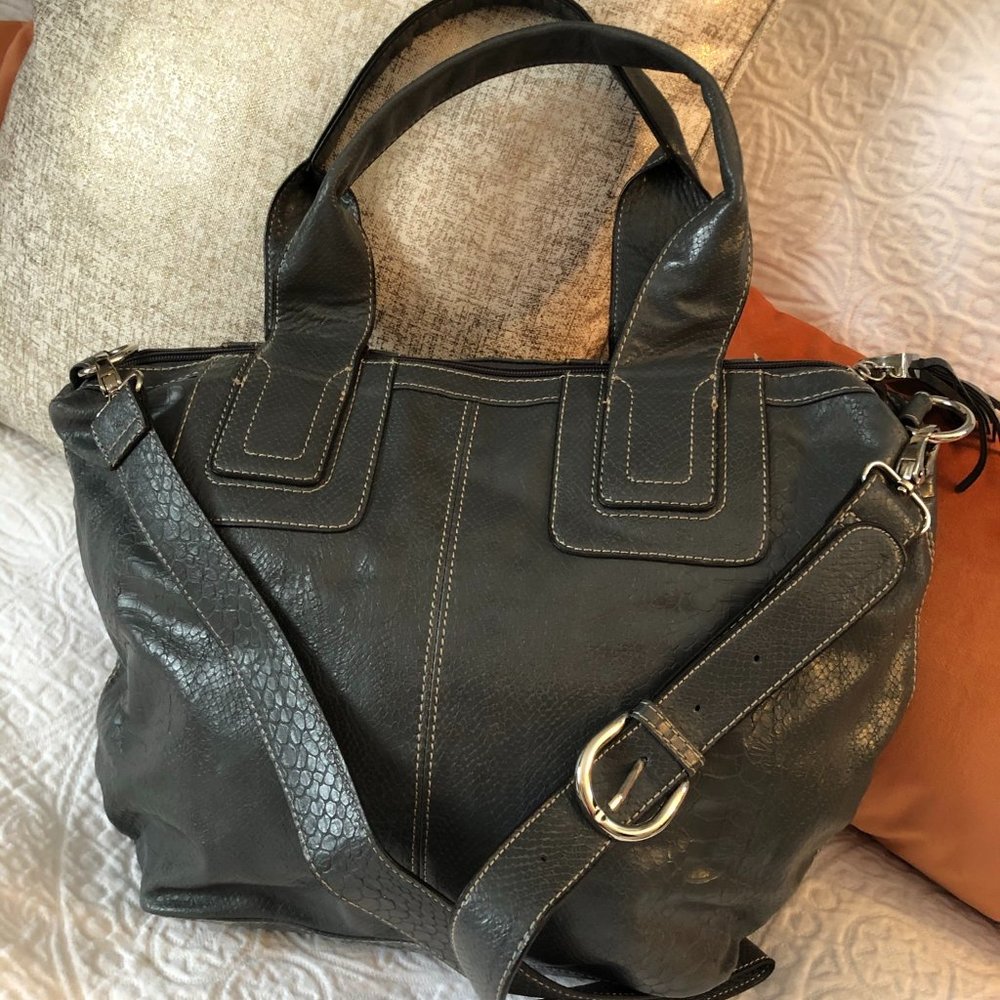 Gray Satchel with Shoulder Strap